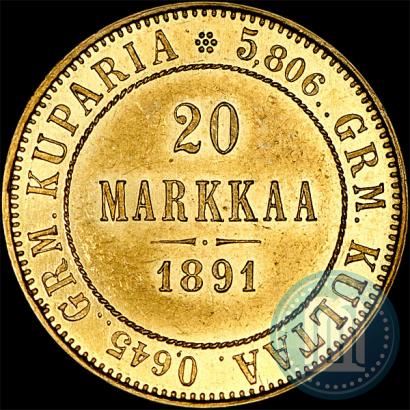 Picture 20 markkaa 1891 year L 