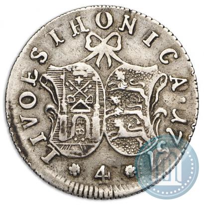 Picture 4 kopecks 1757 year  "For Livonia"