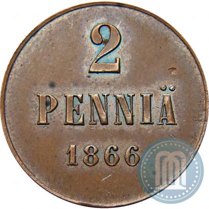Picture 2 pennia 1866 year  "Pattern"