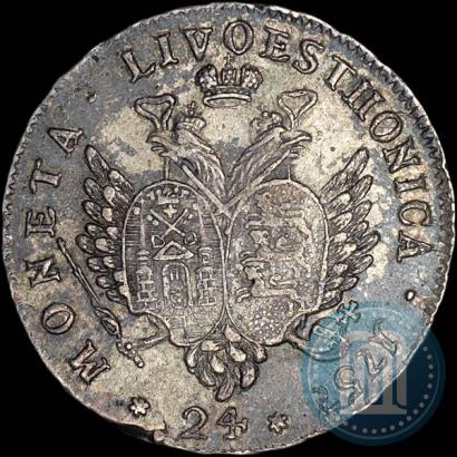 Picture 24 kopecks 1757 year  "For Livonia"