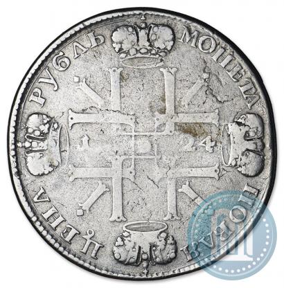 Фото 1 рубль 1724 года СПБ "Солнечный, в наплечниках"