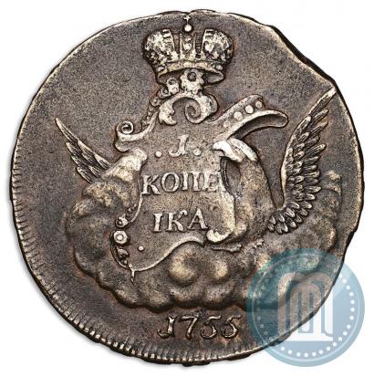 Picture 1 kopeck 1755 year  