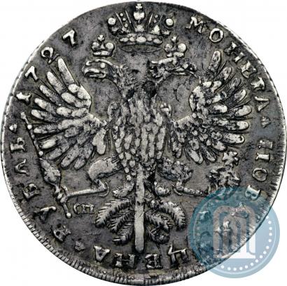 Фото 1 рубль 1727 года СПБ "Петербургский тип, портрет вправо"