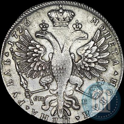 Фото 1 рубль 1726 года СПБ "Петербургский тип, портрет вправо"