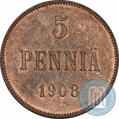 Picture 5 pennia 1908 year  