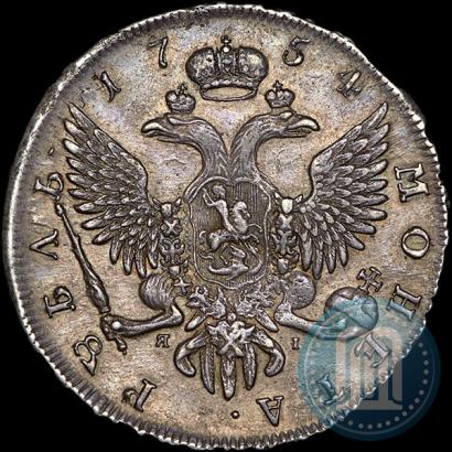 Фото 1 рубль 1754 года СПБ-ЯI "Портрет работы Бенджамина Скотта"