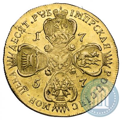 Фото 10 рублей 1757 года СПБ "Портрет работы Б. Скотта"