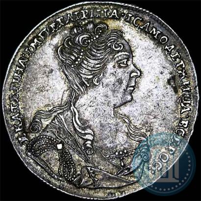 Фото 1 рубль 1727 года  "Московский тип, портрет вправо"
