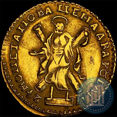 Picture 2 roubles 1724 year  "Portrait in ancient armour"