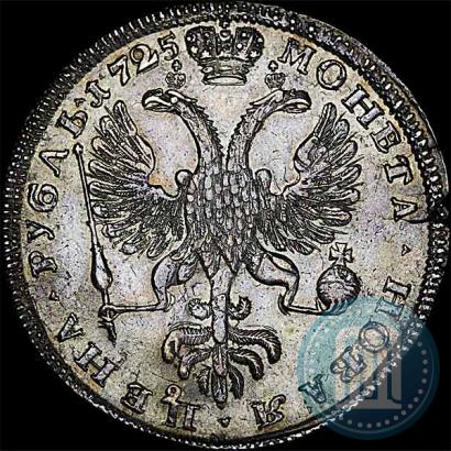 Фото 1 рубль 1725 года СПБ "Петербургский тип, портрет влево"