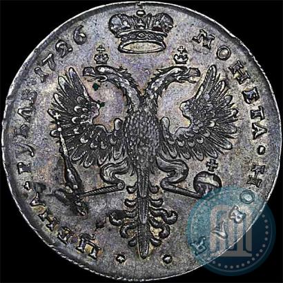 Фото 1 рубль 1726 года  "Московский тип, портрет вправо"