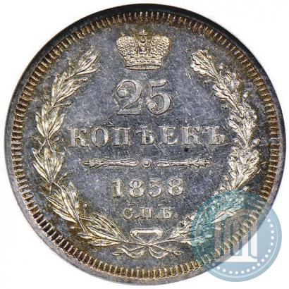 Picture 25 kopecks 1858 year СПБ-ФБ 