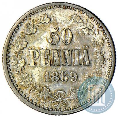 Фото 50 пенни 1869 года S 