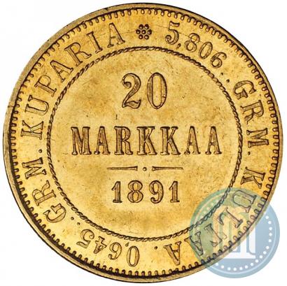 Picture 20 markkaa 1891 year L 