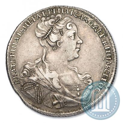 Фото 1 рубль 1727 года СПБ "Петербургский тип, портрет вправо"