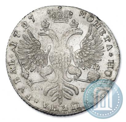 Фото 1 рубль 1727 года СПБ "Петербургский тип, портрет вправо"