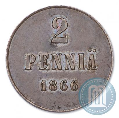 Picture 2 pennia 1866 year  "Pattern"