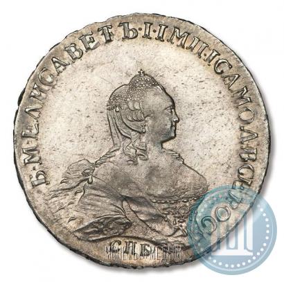 Фото 1 рубль 1757 года СПБ-IМ "Портрет работы Б. Скотта"
