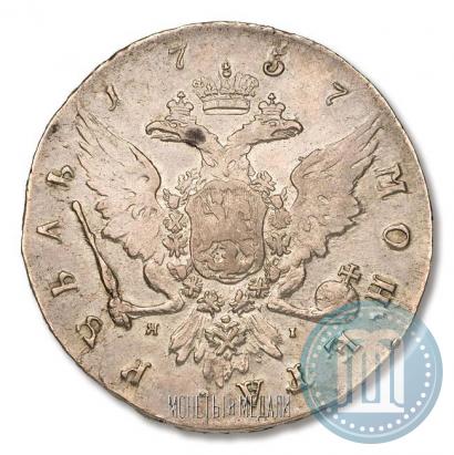 Фото 1 рубль 1757 года СПБ-ЯI "Портрет работы Б. Скотта"