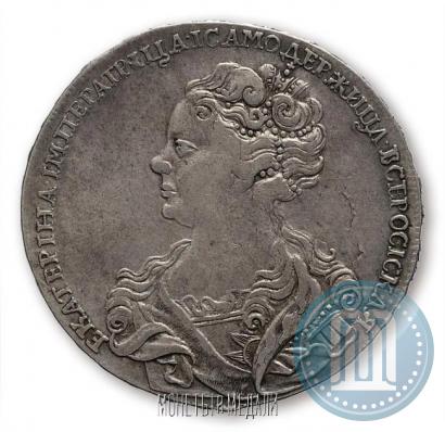Фото 1 рубль 1725 года  "Московский тип, портрет влево"