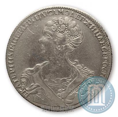 Фото 1 рубль 1726 года СПБ "Петербургский тип, портрет влево"