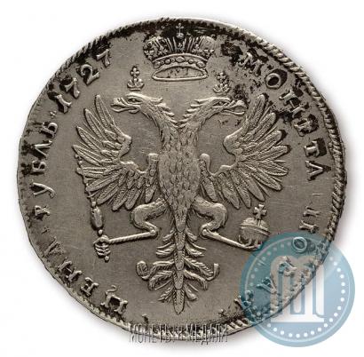Фото 1 рубль 1727 года  "Московский тип, портрет вправо"