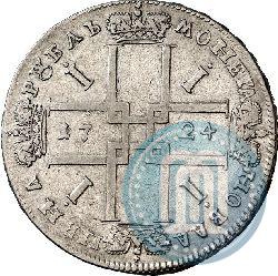 Фото 1 рубль 1724 года  "Портрет в античных доспехах"