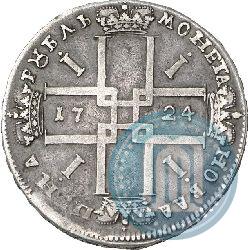 Фото 1 рубль 1724 года  "Портрет в античных доспехах"