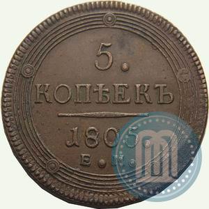 Фото 5 копеек 1805 года ЕМ 