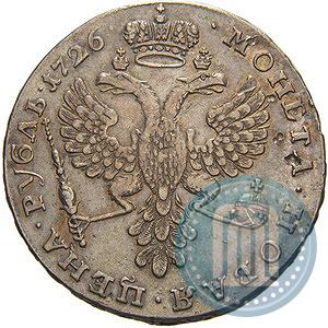 Фото 1 рубль 1726 года  "Московский тип, портрет влево"