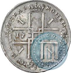 Фото 1 рубль 1724 года OK "Портрет в античных доспехах"