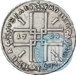 Фото 1 рубль 1724 года  "Портрет в античных доспехах"