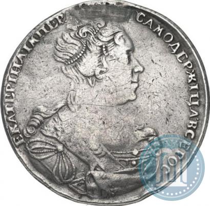 Фото 1 рубль 1727 года СПБ "Петербургский тип, портрет вправо"