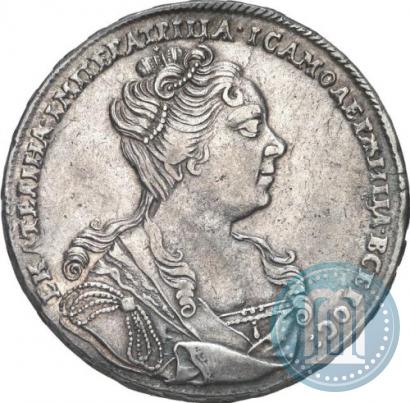 Фото 1 рубль 1727 года  "Московский тип, портрет вправо"