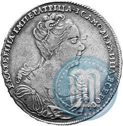 Picture 1 rouble 1727 year  "Moscow type, portrait turned to the right"