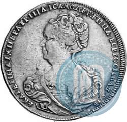 Фото 1 рубль 1725 года СПБ "Петербургский тип, портрет влево"