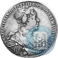 Фото 1 рубль 1727 года СПБ "Петербургский тип, портрет вправо"