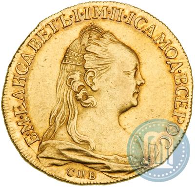 Фото 10 рублей 1757 года СПБ "Портрет работы Ж. Дасье"