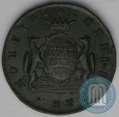 Фото 5 копеек 1774 года КМ 