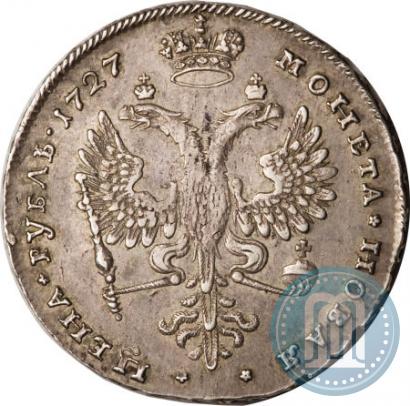 Фото 1 рубль 1727 года  "Московский тип, портрет вправо"