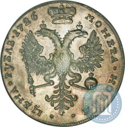 Фото 1 рубль 1726 года  "Московский тип, портрет вправо"