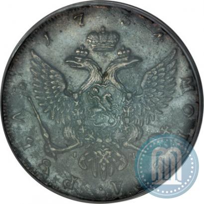 Фото 1 рубль 1754 года СПБ-IМ "Портрет работы Бенджамина Скотта"