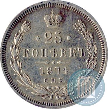 Фото 25 копеек 1874 года СПБ-НІ 