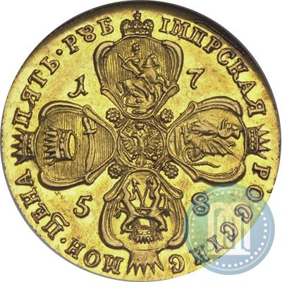 Фото 5 рублей 1758 года  