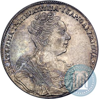 Фото 1 рубль 1727 года  "Московский тип, портрет вправо"
