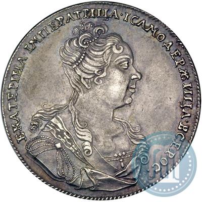 Фото 1 рубль 1727 года  "Московский тип, портрет вправо"