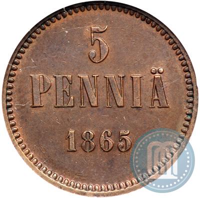 Picture 5 pennia 1865 year  