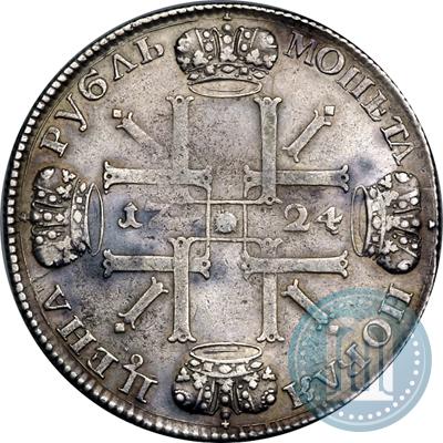Фото 1 рубль 1724 года СПБ "Солнечный, в наплечниках"
