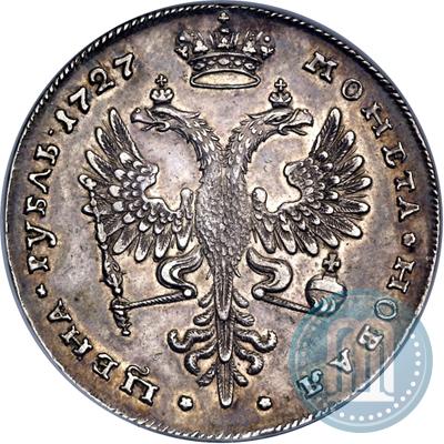 Фото 1 рубль 1727 года  "Московский тип, портрет вправо"