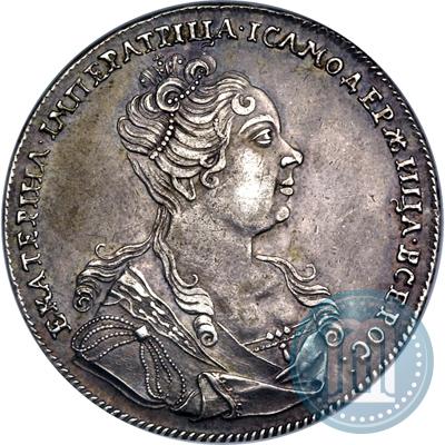 Фото 1 рубль 1727 года  "Московский тип, портрет вправо"